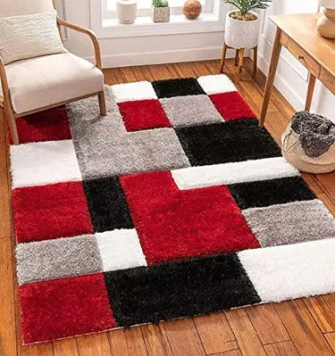 Multicolour Geometric Microfiber Super Soft Anti Skid Shaggy Carpet  (2 x 8 ft)