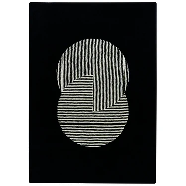 Hand Tufted Clique Wool Geometric Carpet - Pitch Black  (4 x 6 ft)