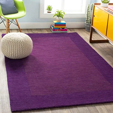 Hand Tufted Purple Geometric Wool Carpet For Living Room & Bed Room (4 x 6 ft)