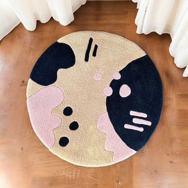 Hand Tufted Wool Abstract Round Rug  (4 x 4 ft)