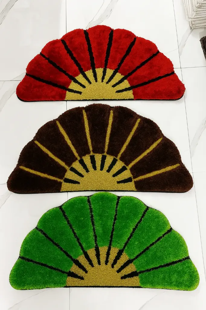 Plush Semi-Circle Shaggy Floor Mat | High-Absorbency Bath & Door Mat 