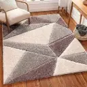 Brown & Grey Handmade Microfriber Soft & Plush Geometric Shaggy Carpet 