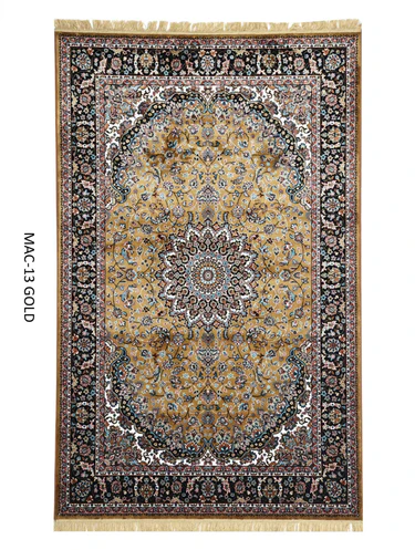 Gold Persian Silk Carpet For Living Room & Bedroom  (2 x 6 ft)
