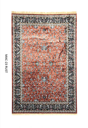 Rust Persian Silk Carpet For Living Room & Bedroom  (2 x 6 ft)