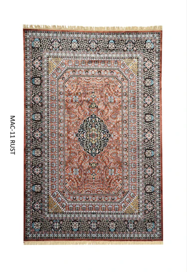 Rust Persian Silk Carpet For Living Room & Bedroom  (2 x 6 ft)