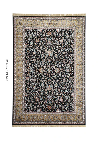 Black Persian Silk Carpet For Living Room & Bedroom  (2 x 6 ft)