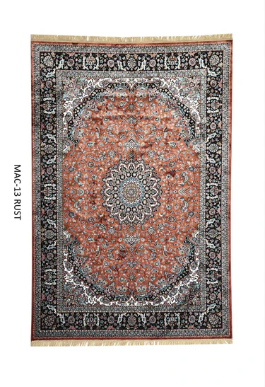 Rust Persian Silk Carpet For Living Room & Bedroom  (2 x 6 ft)