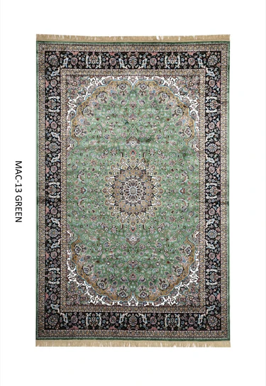 Green Persian Silk Carpet For Living Room & Bedroom  (2 x 6 ft)