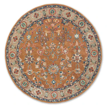Parsa Rust Traditional Hand Tufted Woollen Round Rug 