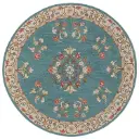 Abuson Blue Traditional Hand Tufted Woollen Round Rug 