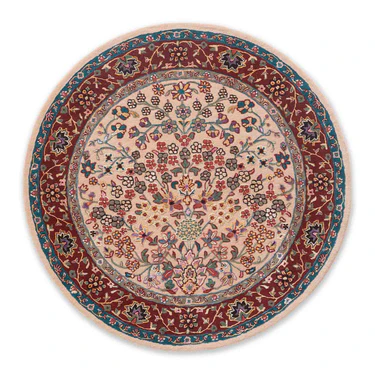Yasmeen Peach Traditional Hand Tufted Woollen Round Rug 
