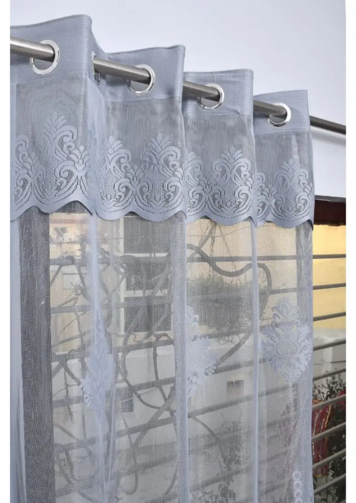 Elegant Damask Sheer Net Curtain Panel with Grommet Top (Pack of 2 ) (5 Feet)