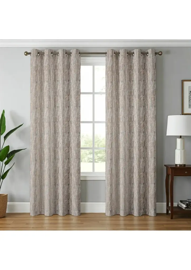  Textured Heathered Grommet Curtains (Pack of 2) (5 Feet)