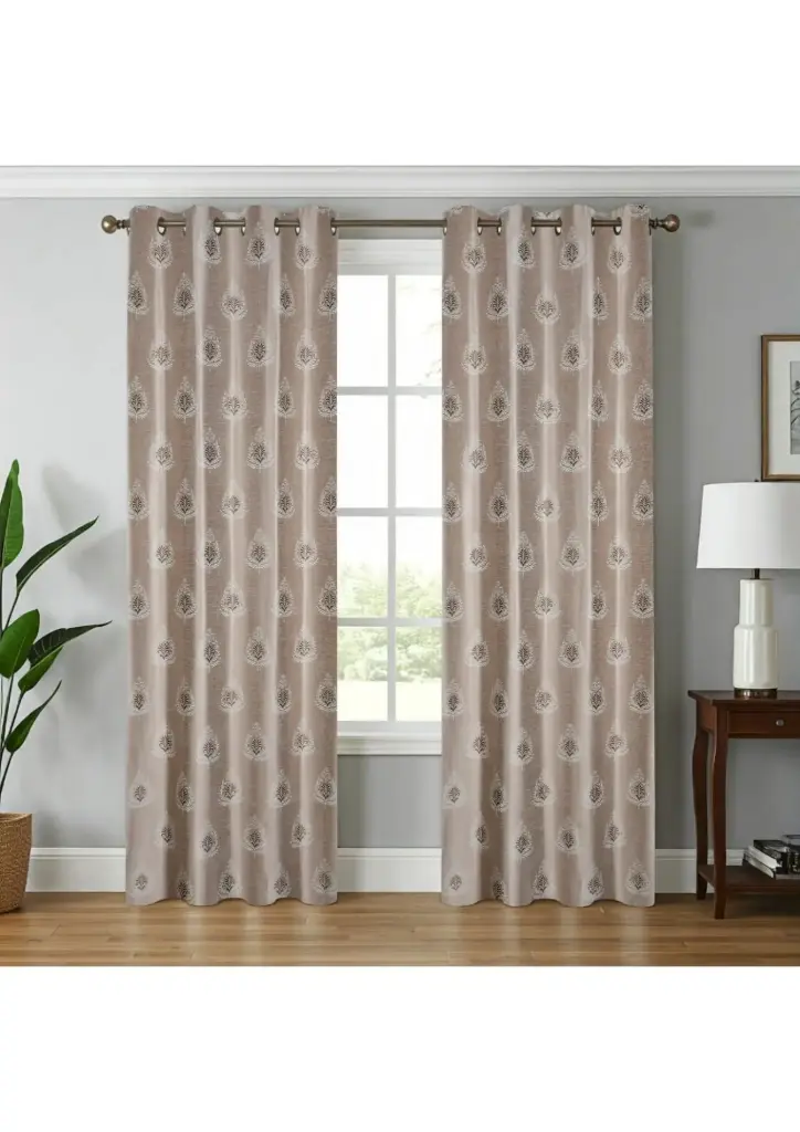 Elegant Jacquard Damask Grommet Curtains (Pack of 2) (5 Feet)