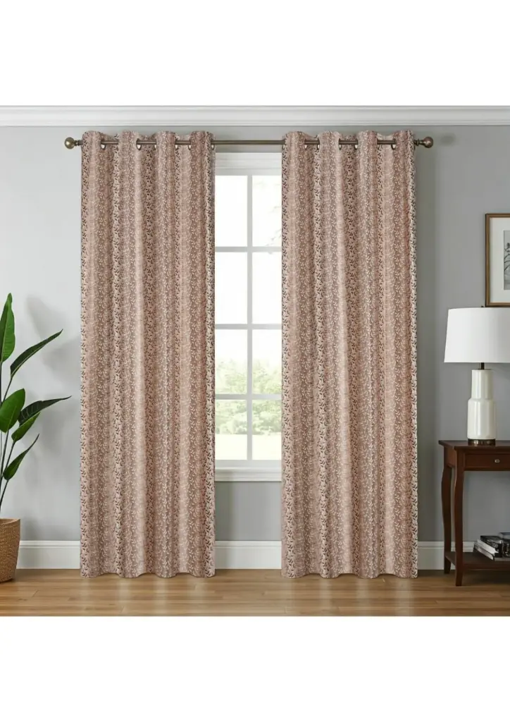 Rich Filigree Lace-Look Grommet Curtains(Pack of 2) (5 Feet)