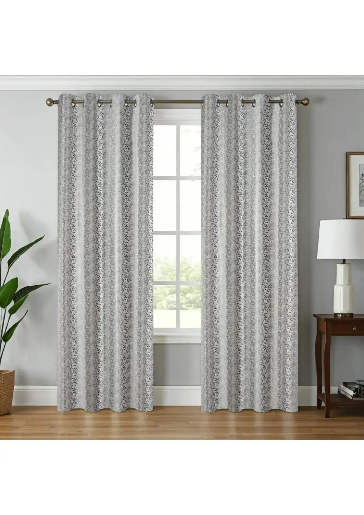 Chic Silver & Gray Filigree Grommet Curtains (Pack of 2) (5 Feet)