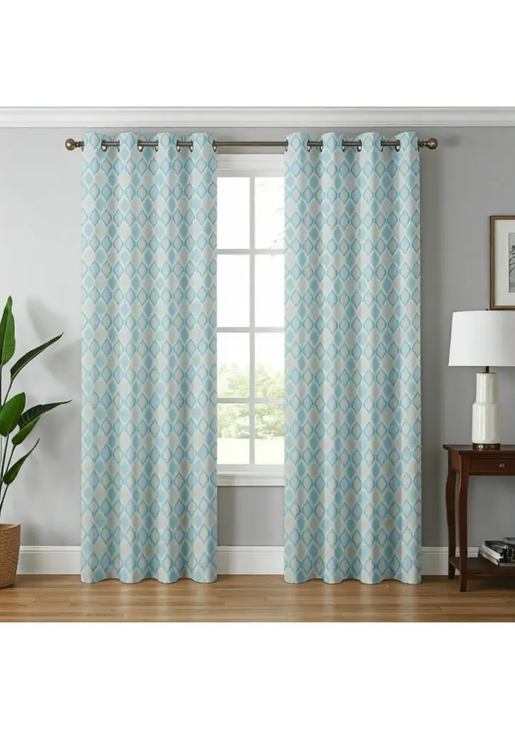 Vibrant Aqua & Gray Ogee Lattice Panels(Pack of 2) (5 Feet)