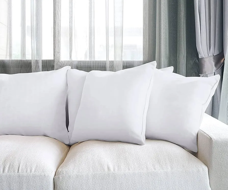 Set of 2 Soft White Square Pillow Forms [16 x 16 Inch Size]