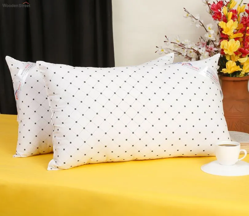 Set of 2 Printed Cotton 17x27 Inch Sleeping Pillows - Diamond Dot Design 