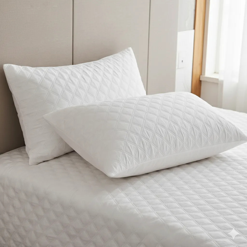 Set of 2 Premium Quilted Sleeping Pillows - 17x27 Inch (Diamond Pattern) 