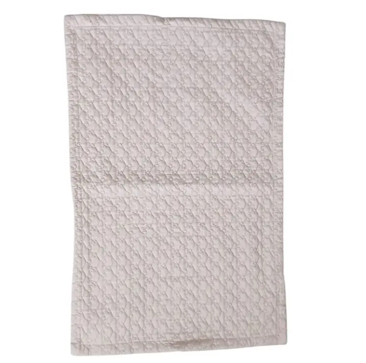 Solid Light Beige Quilted Pillow Cover/Sham with Textured Geometric Stitching 