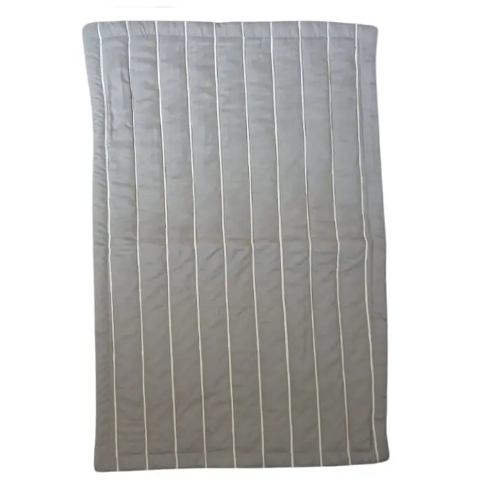 Gray/Taupe Quilted Pillow Cover/Sham with Piped Vertical Stripes 