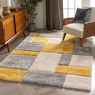 Multicolour Super Soft Microfiber Geometric Roblox Shaggy Carpet (2 x 8 ft)
