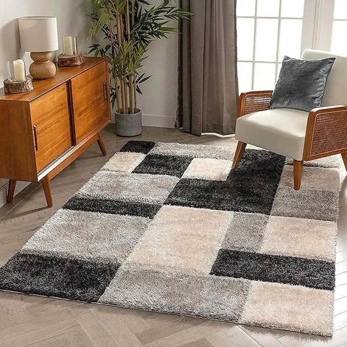 Multicolour Super Soft Microfiber Geometric Roblox Shaggy Carpet (2 x 8 ft)